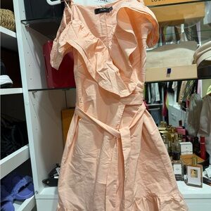 Elegant Peach Ruffle wrap  Dress